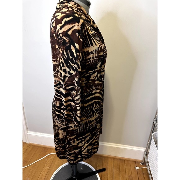 Chico's Traveler Liquid Knit Animal Print Slinky Button Up Duster/Dress, Sz M/8 - Picture 7 of 16